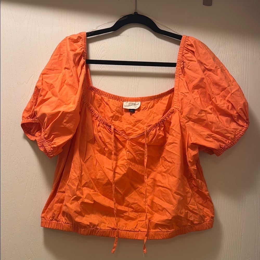 Orange Puff Sleeve Top